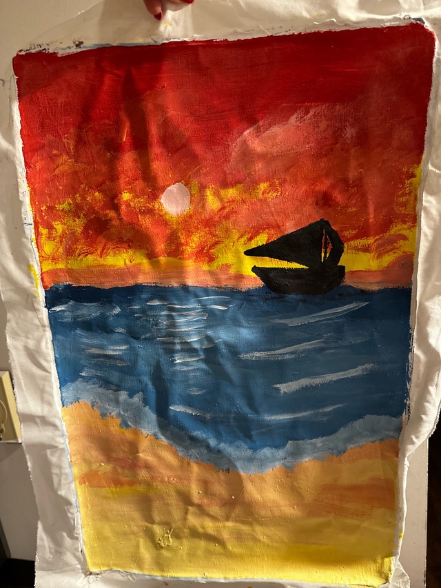 Original Canvas Painting - Sailboat Sunset - photo 2