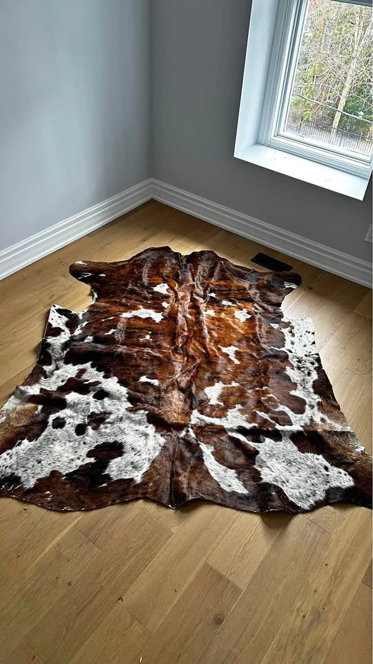 New Cowhide Rug Tricolor Brown