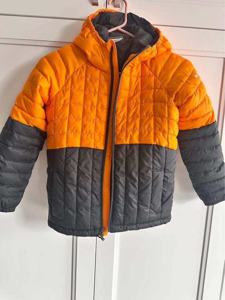 Columbia Youth Powder Lite Hooded Jacket - Orange/Grey - Size S