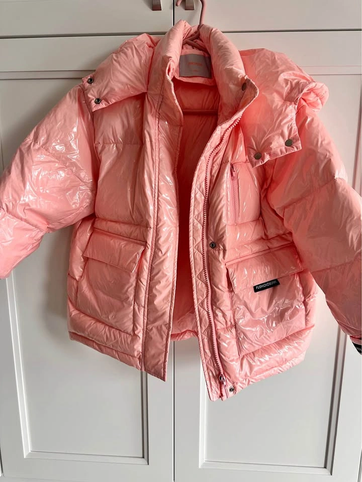 Pajaja Kids Glossy Pink Down Jacket - Size 130 (Ages 7-8)