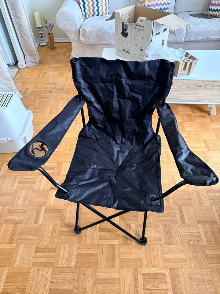 Set of 2 Ozark Trail Black Folding Camping Chairs w/ Cup Holder - photo 2