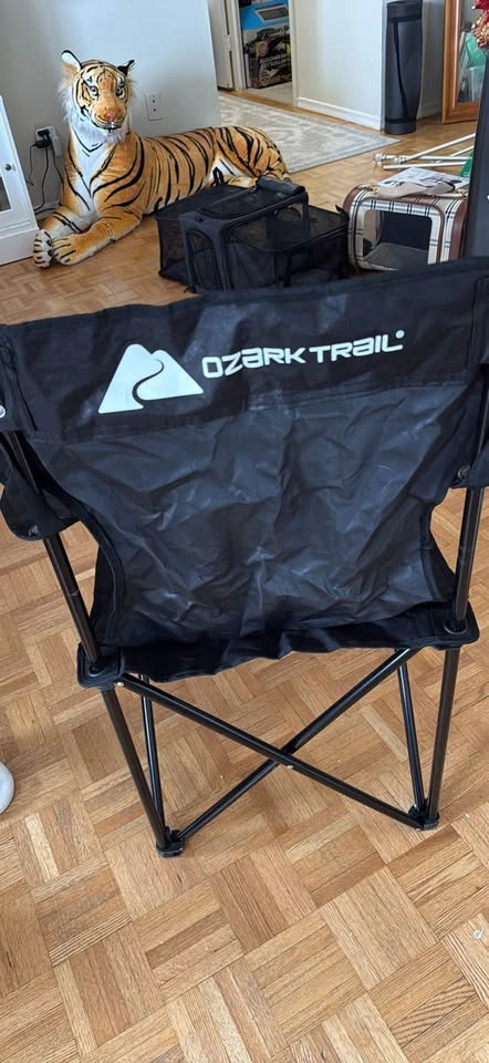 Set of 2 Ozark Trail Black Folding Camping Chairs w/ Cup Holder - photo 3