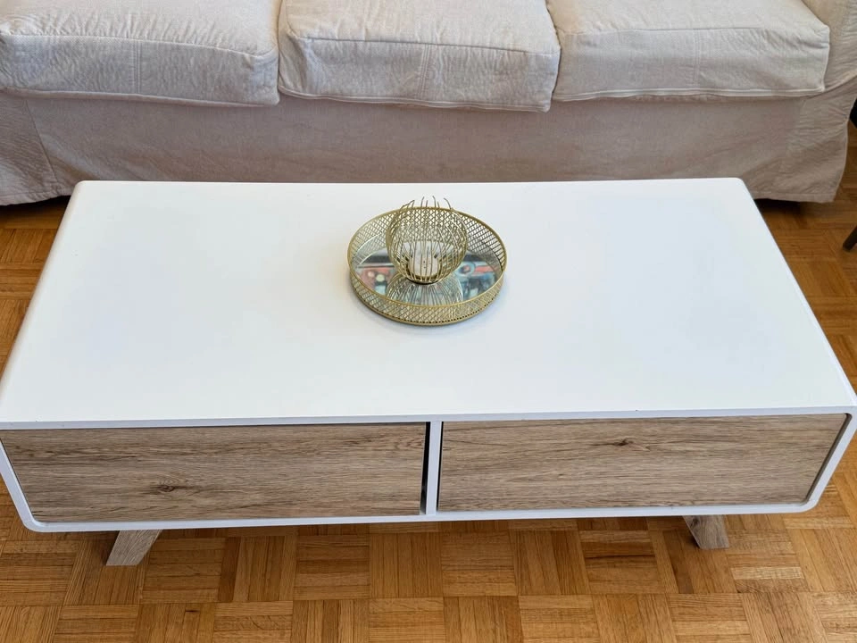 Modern White Coffee Table with 4 Drawers - photo 2