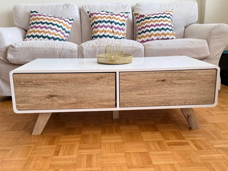 Modern White Coffee Table with 4 Drawers - photo 3