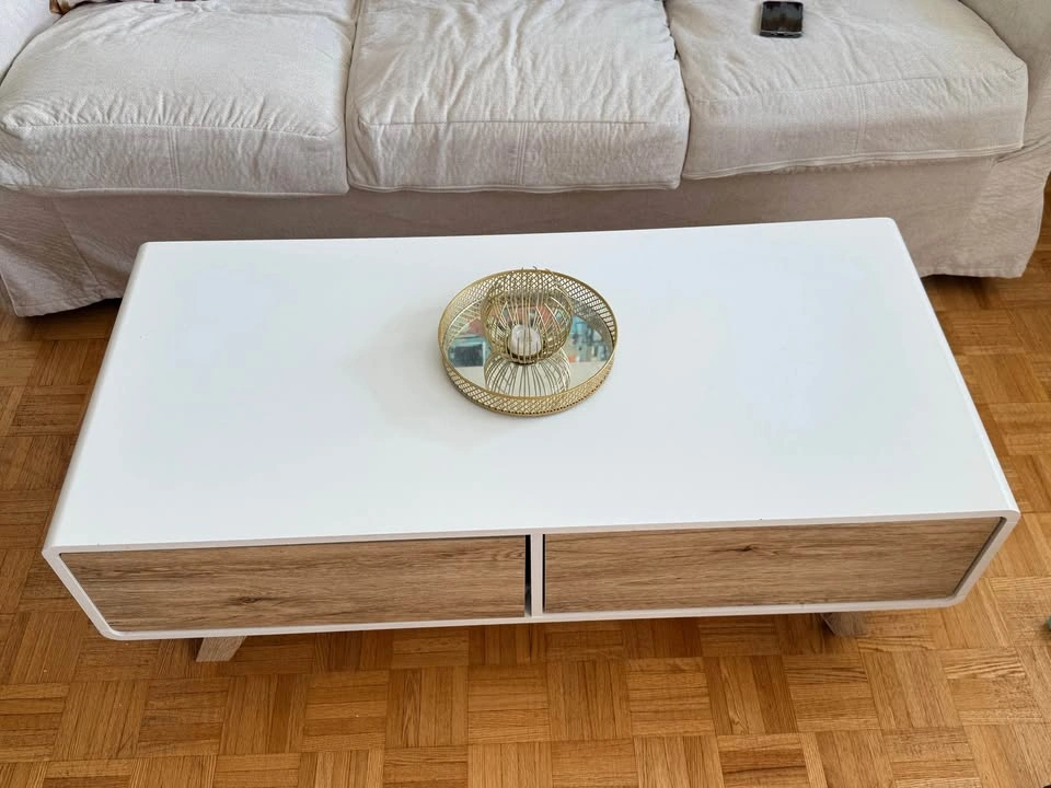 Modern White Coffee Table with 4 Drawers - photo 4