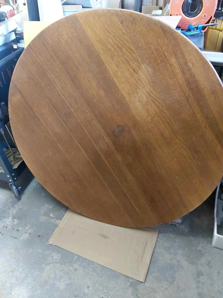 48" Round Oak Pedestal Table With 3 Leaves