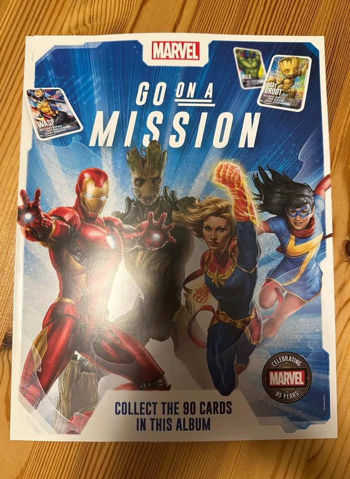 COMPLETE Marvel 90 Card Set + Album (Go On a Mission)