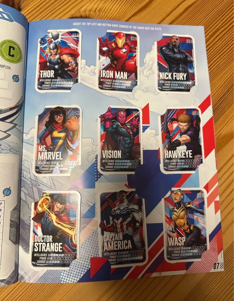 COMPLETE Marvel 90 Card Set + Album (Go On a Mission) - photo 2