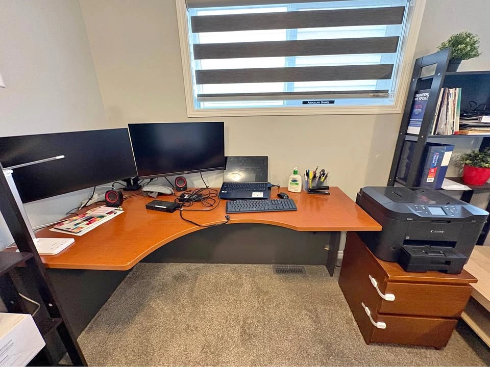 Large Office Table with Side Table