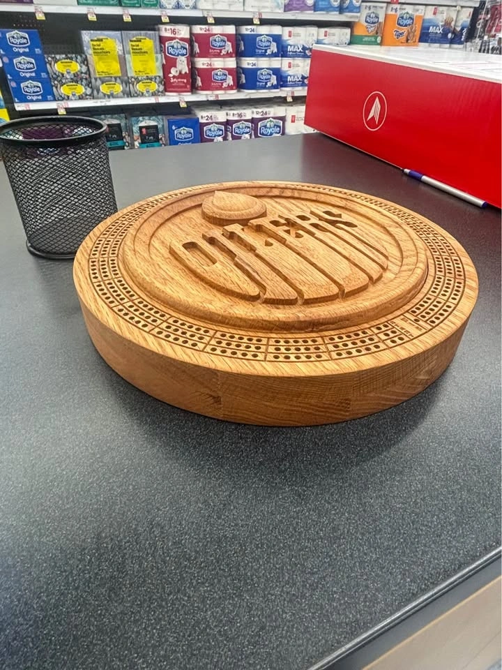 Edmonton Oilers Wooden Cribbage Board - photo 2