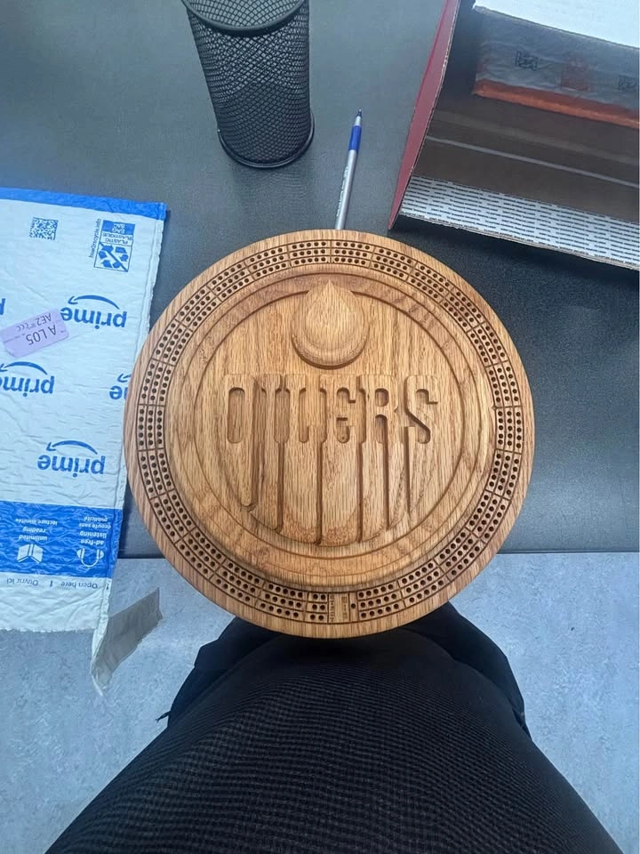 Edmonton Oilers Wooden Cribbage Board - photo 3