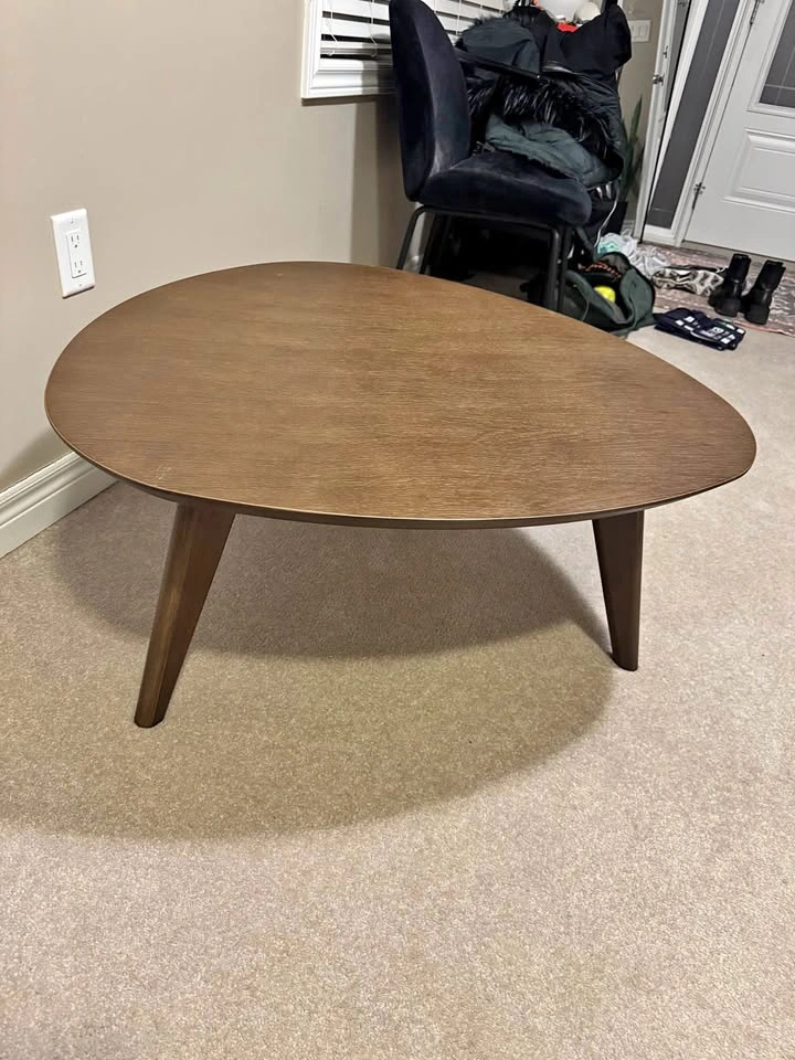 Mid century modern solid wood leg coffee table
