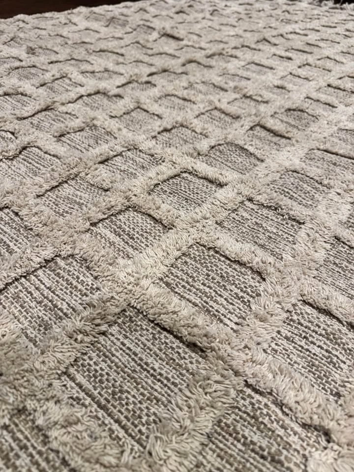 Beige Textured Area Rug with Tassels - photo 2