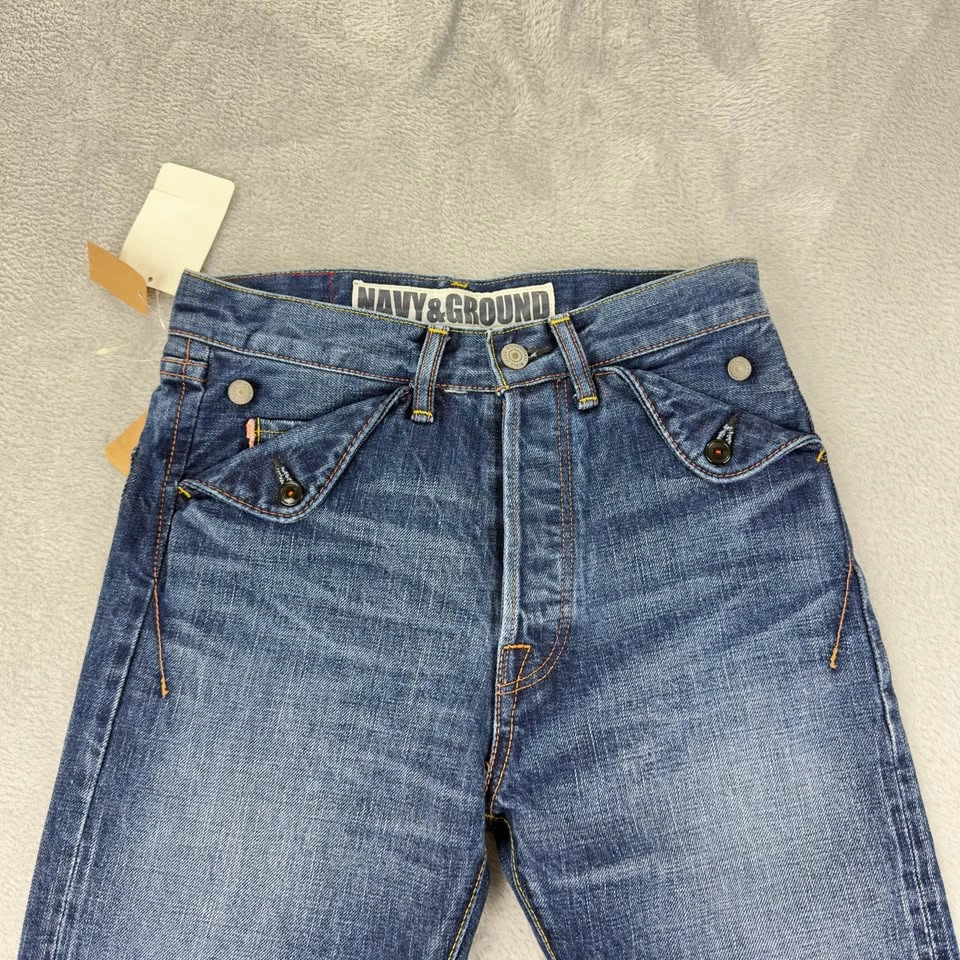Kato NWT Men's Orange Selvedge Button Fly Blue Denim Jeans - photo 3