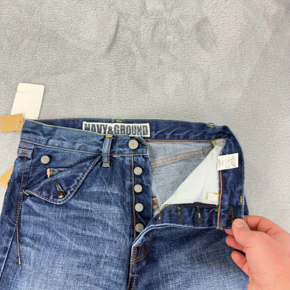 Kato NWT Men's Orange Selvedge Button Fly Blue Denim Jeans - photo 4