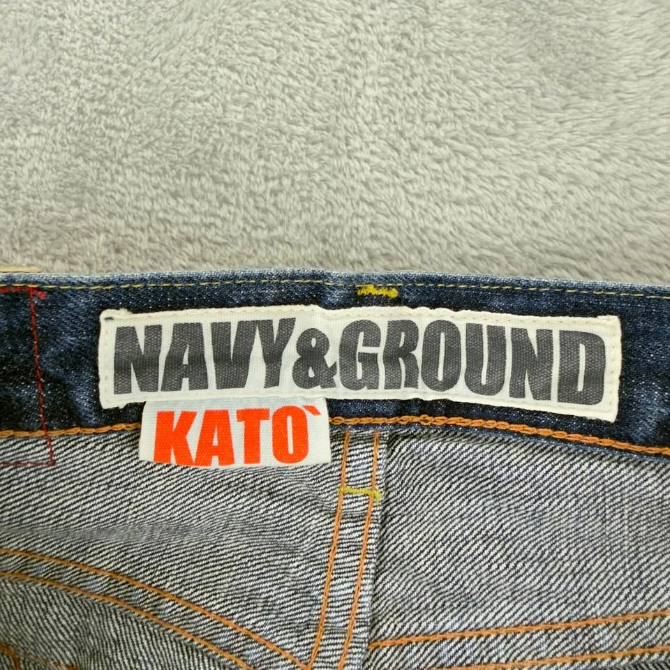 Kato NWT Men's Orange Selvedge Button Fly Blue Denim Jeans - photo 5