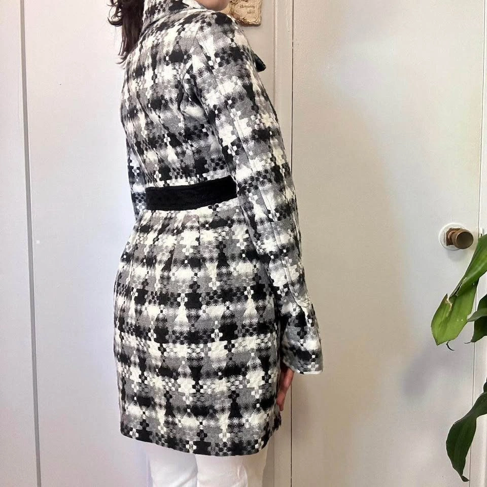 Vintage Wool Blend Knit Coat Black & White | XS/S - photo 5