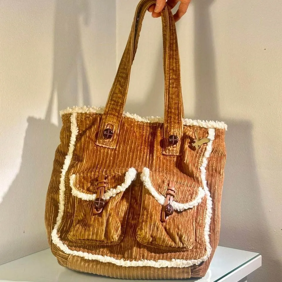 American Eagle Sherpa Trim Corduroy Shoulder Bag - photo 2