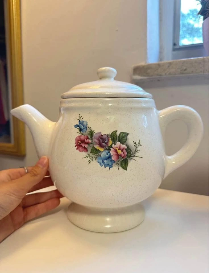 Vintage Ceramic Teapot - Floral Cottagecore Kitchen Decor - photo 2