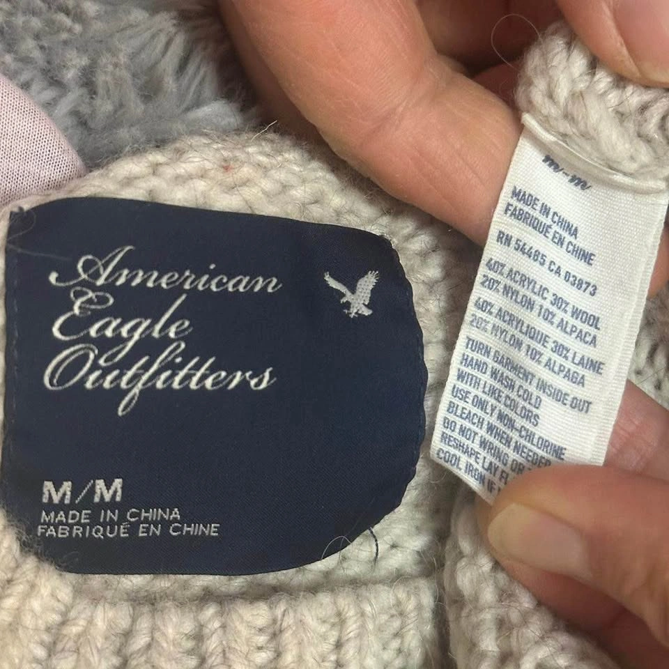 American Eagle Wool Knit Sweater - Cream | Size Medium - photo 2