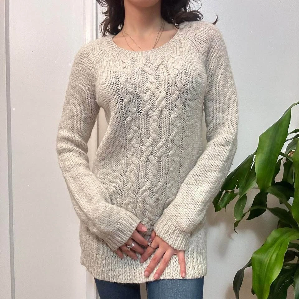 American Eagle Wool Knit Sweater - Cream | Size Medium - photo 3