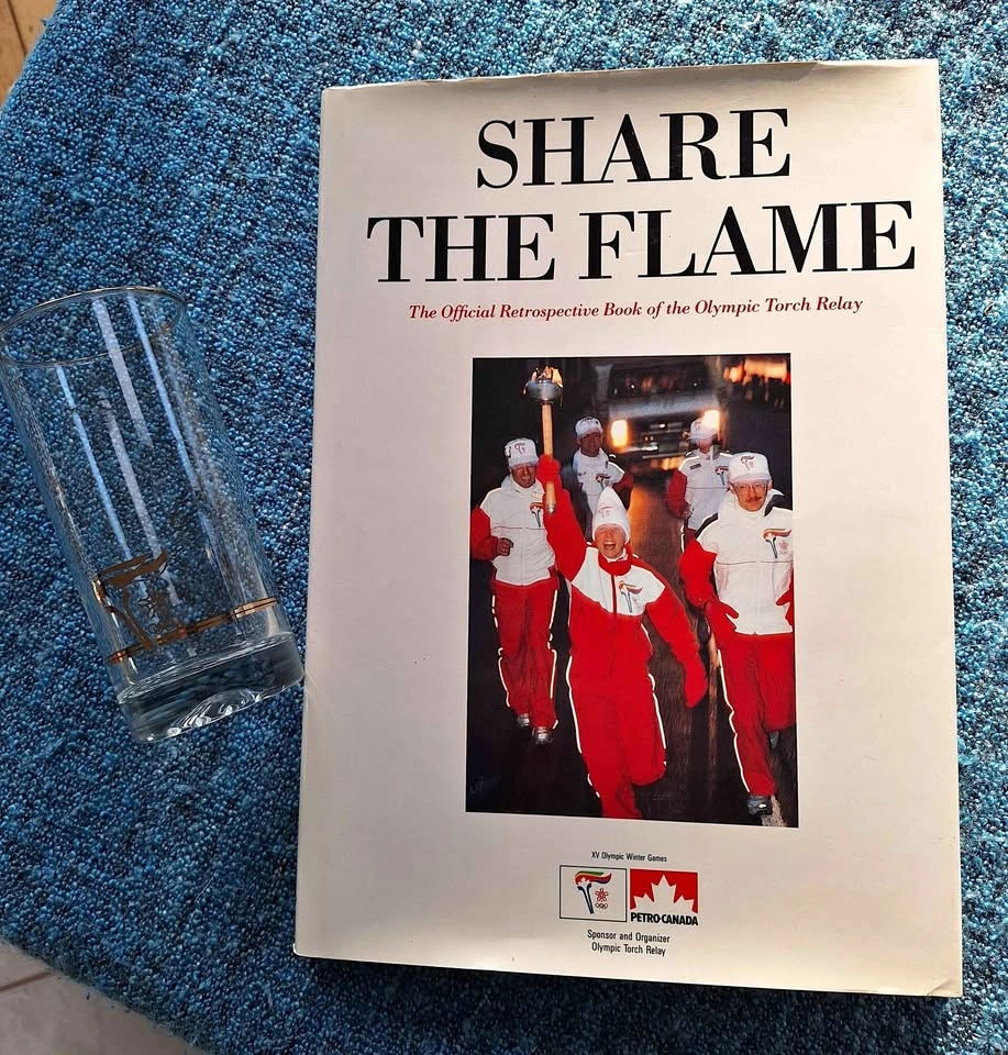 1988 Calgary Olympic Torch Relay Book and Glass