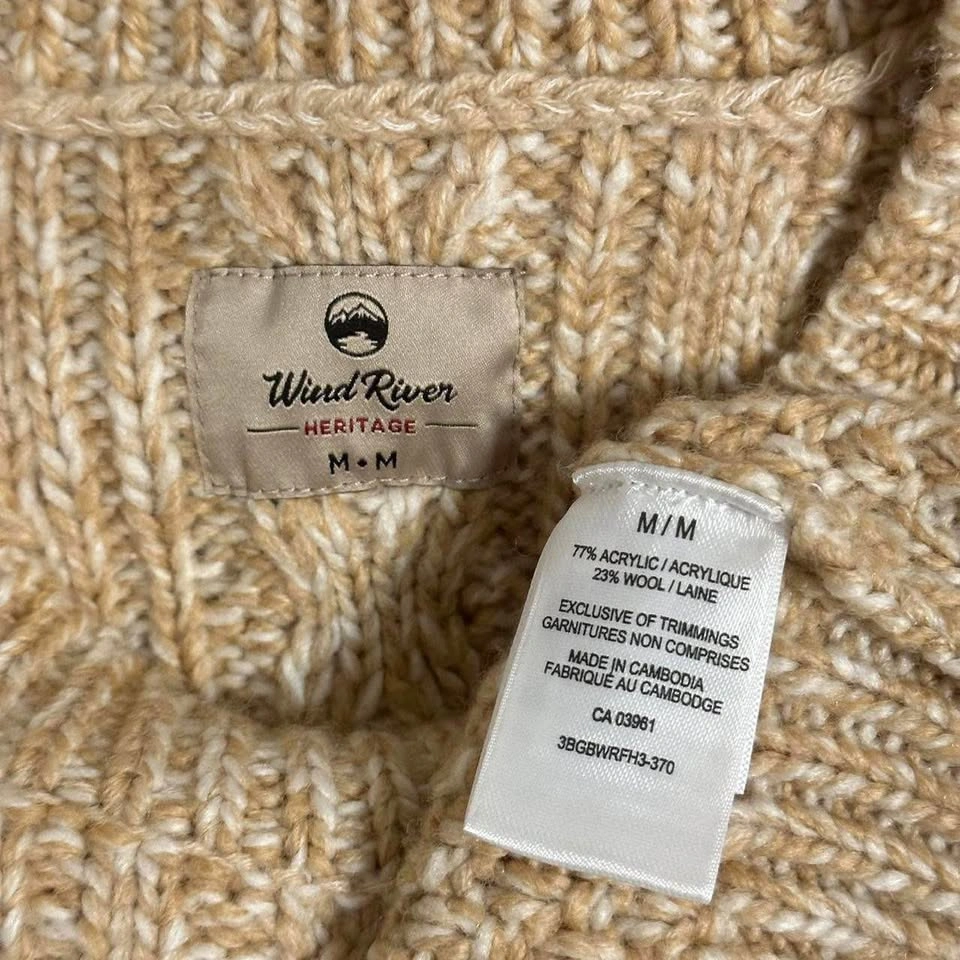 Wind River Heritage Wool Cable Knit Sweater | Size Medium - photo 2
