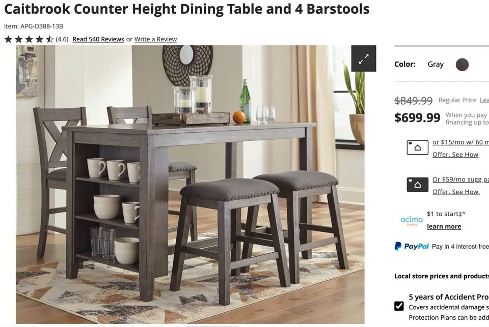 Dining Table with 4 Chairs/Stools - photo 3