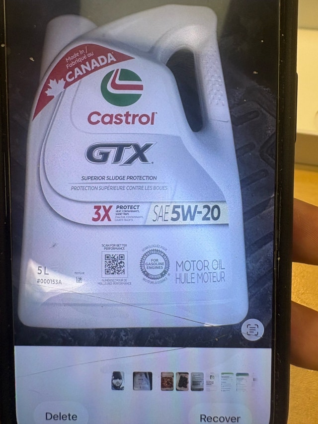 5L Castrol GTX 5W-20 Motor Oil