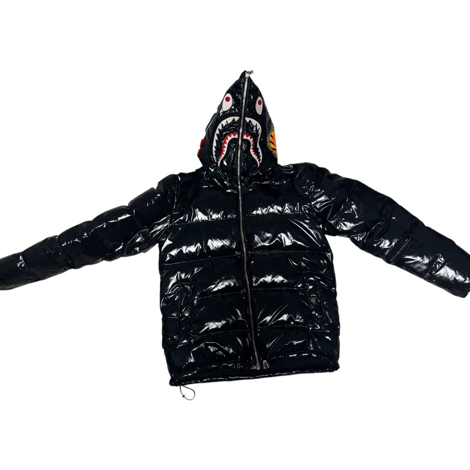 BAPE Shark Full Zip Shiny Puffer Jacket Black Men's S