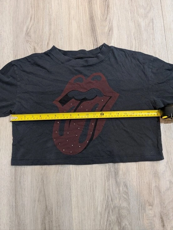 The Rolling Stones Black Studded Tongue Crop Top - Size XS - photo 4