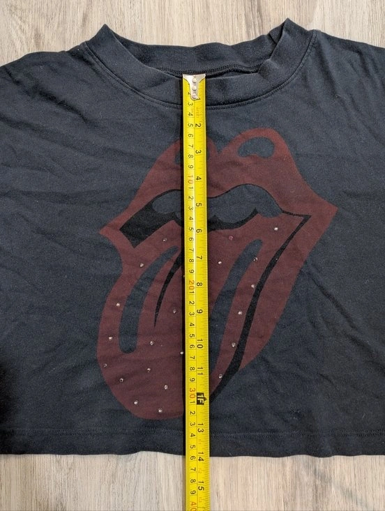 The Rolling Stones Black Studded Tongue Crop Top - Size XS - photo 5