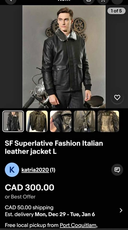 SF Superlative Fashion Italian leather jacket L