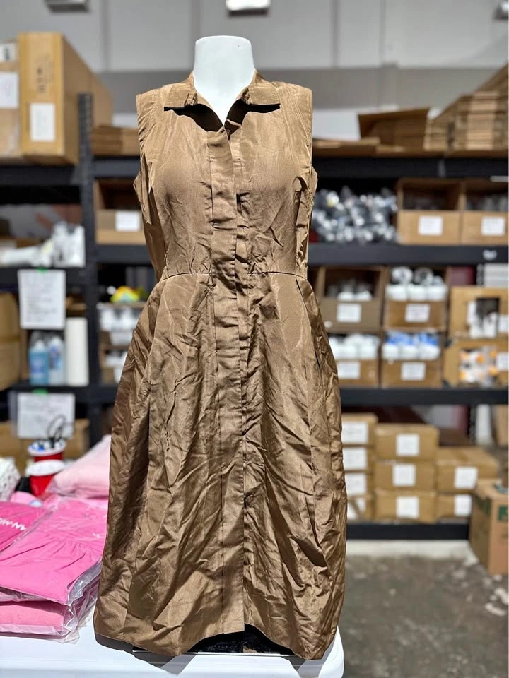 Brown Sleeveless Dress Buttons down