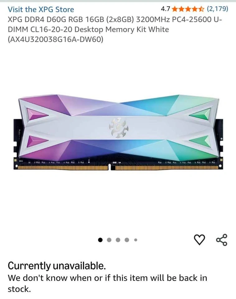 XPG DDR4 RAM 32gb (8x4) - photo 2