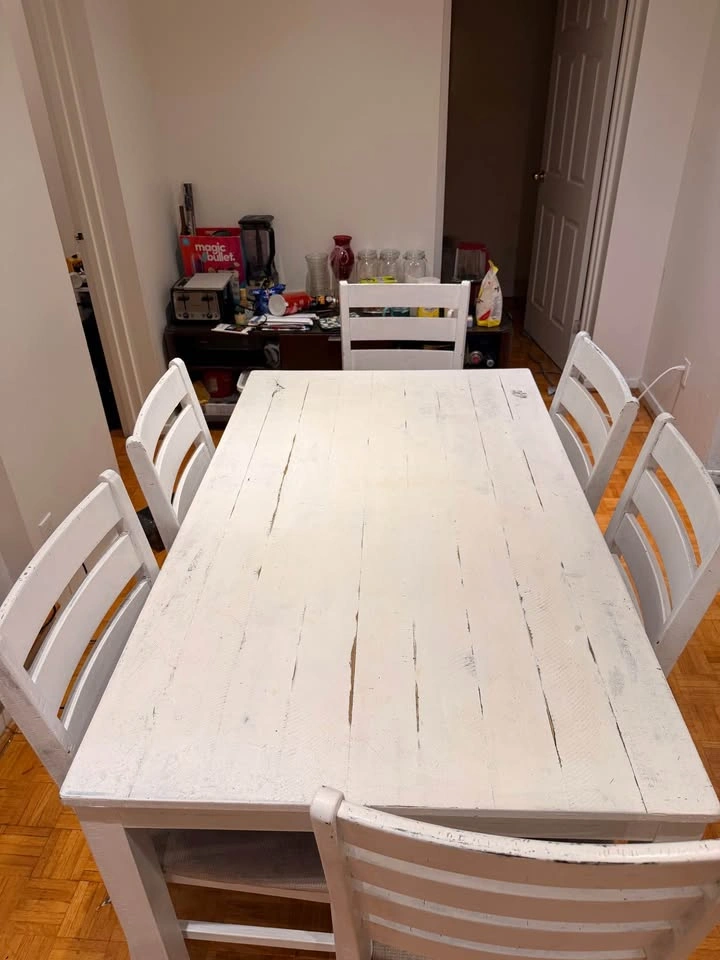 White dining table set with 6 chairs - photo 2