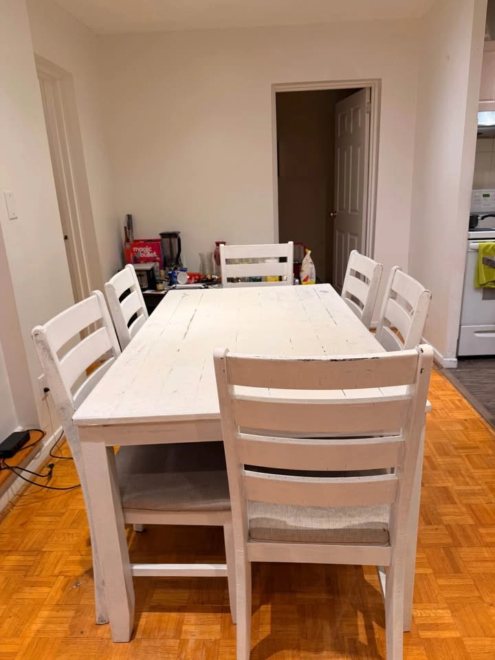 White dining table set with 6 chairs - photo 4