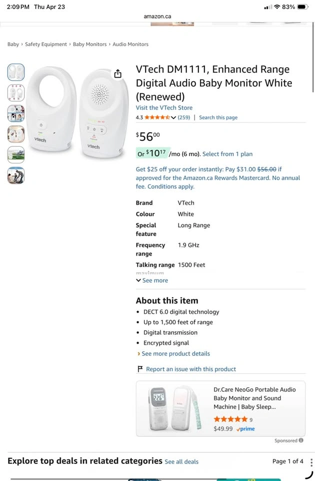 VTech Enhanced Range Digital Audio Baby Monitor - photo 2