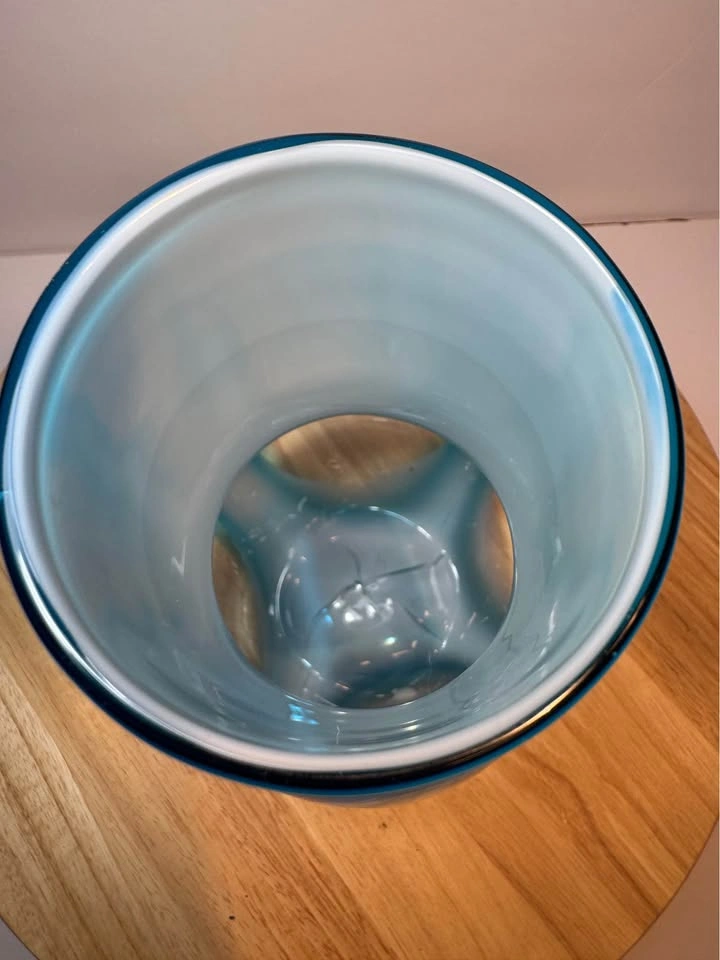 HANDBLOWN MCM VINTAGE Cased Glass Vase - Aqua Blue - photo 3
