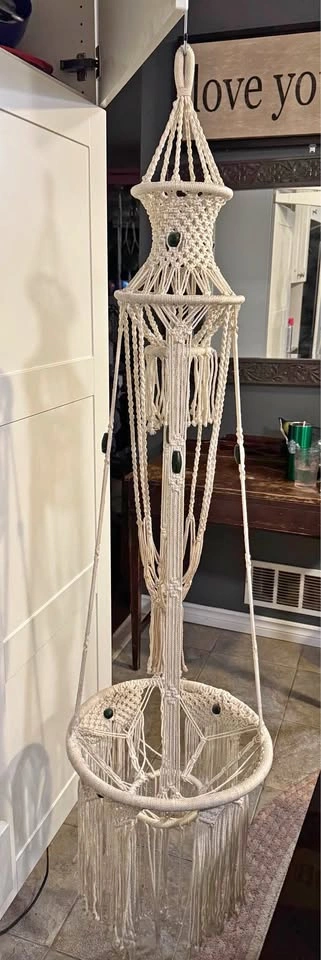 Vintage Handmade Extra Large Macramé Double Plant Hanger