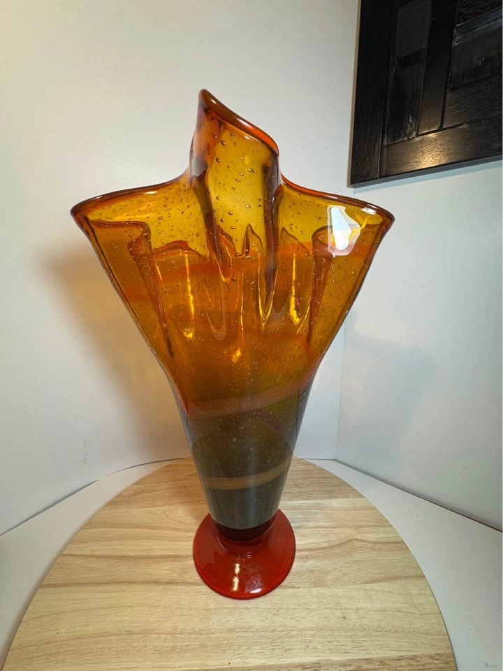 Mid-Century Murano Style Art Glass Vase - Bullicante Citrus Deco - photo 2