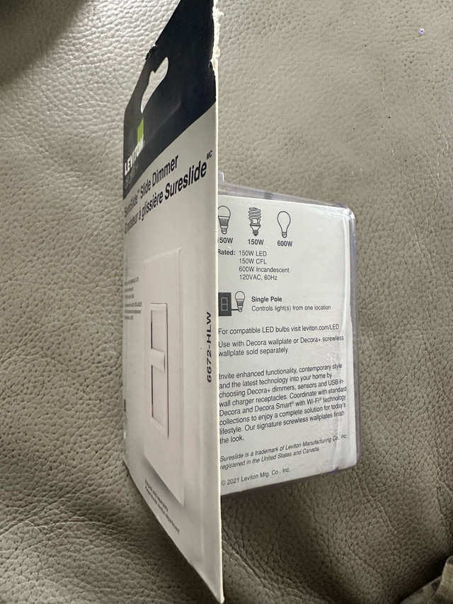 Leviton SureSlide Dimmer brand new Ajax pickup only - photo 4