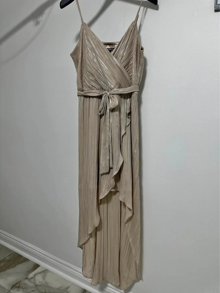 EXPRESS Pleated Metallic High-Low Dress - photo 2