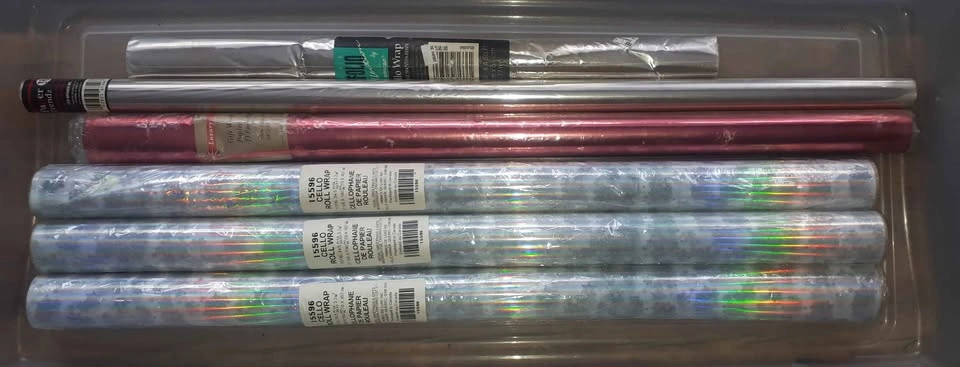 20 rolls assorted wrapping paper & cello w/ bin - photo 4