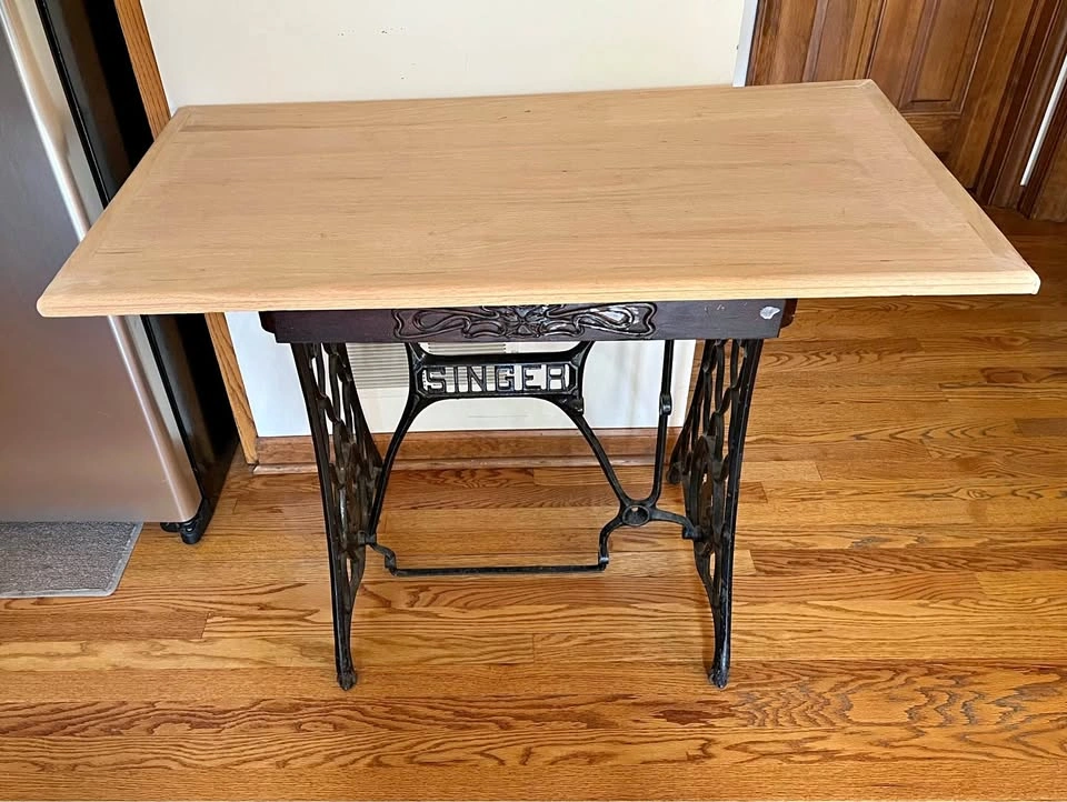 Antique Singer Sewing Treadle Table with Drawer