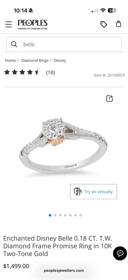 Enchanted Disney Belle Diamond Promise Ring - photo 2