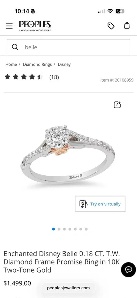 Enchanted Disney Belle Diamond Promise Ring - photo 2
