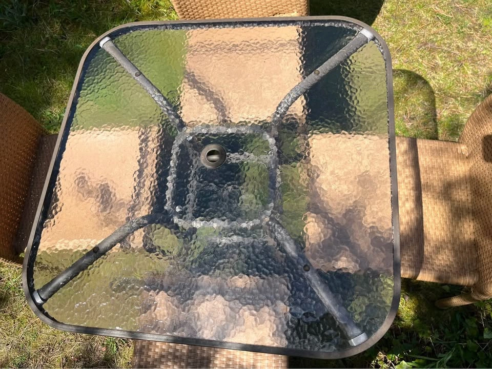 Ratana 5-Piece Outdoor Patio Dining Set - 4 Chairs + Glass Table - photo 3