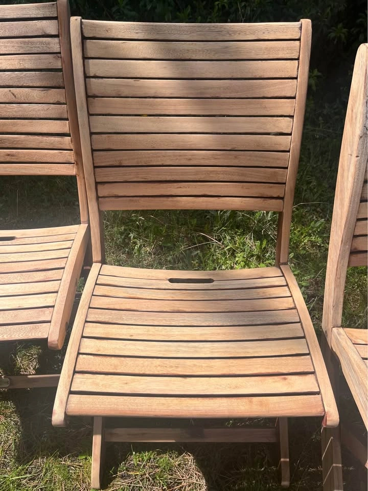 Teak Dining Chairs Set of 4 – Solid Wood - Folding - photo 3