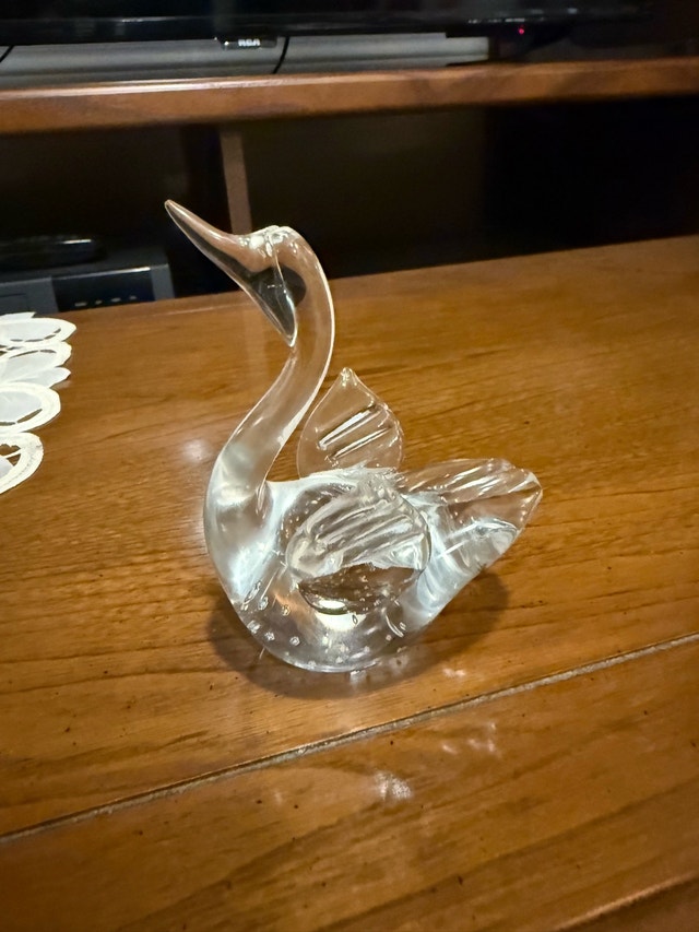 Clear Glass Swan Figurine